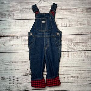 Oshkosh B'gosh Toddler 4T Buffalo Plaid Overalls Denim Cotton Blend